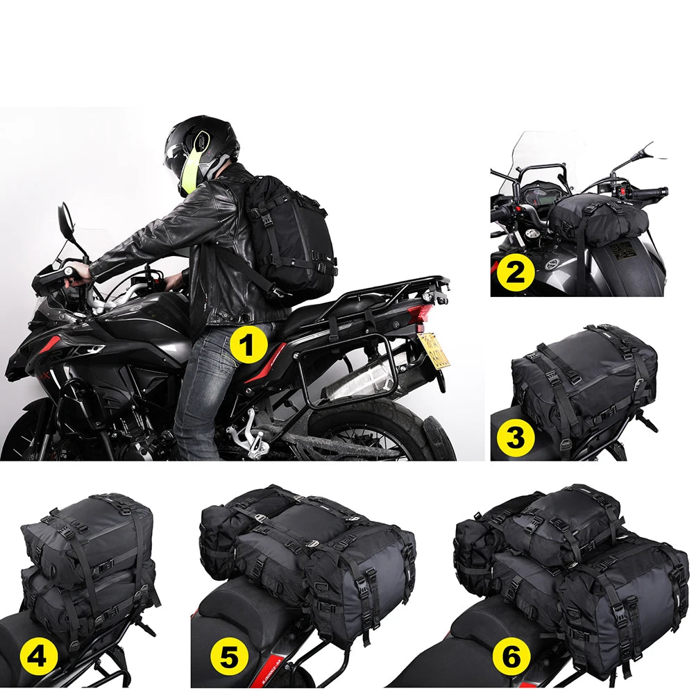 Motorbike Motorcycle Luggage Pack Multi-Function Waterproof Motocross Rear Seat Bag 10L 20L 30L Outdoor Riding Backpack