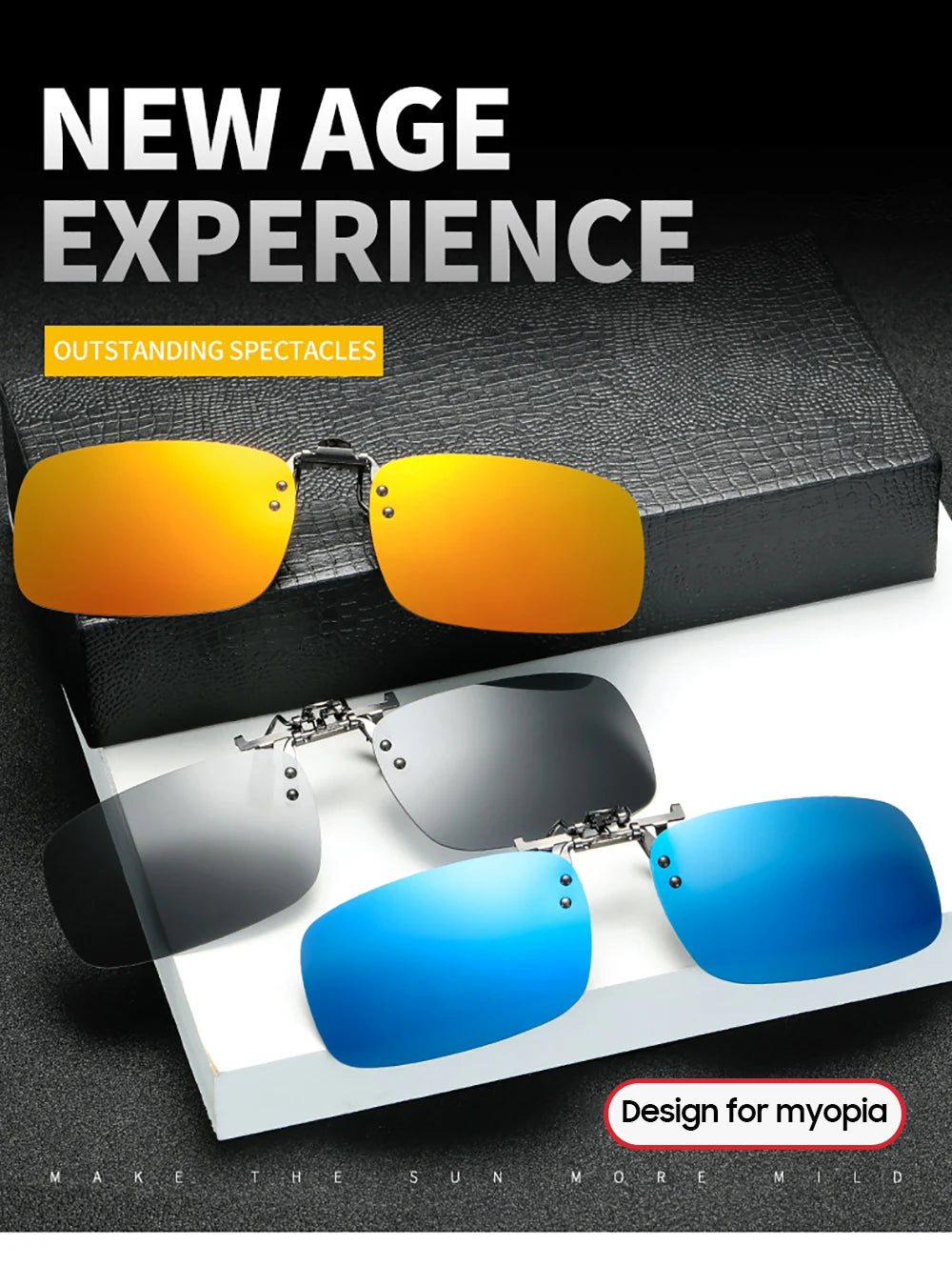 VIVIBEE Mirror Blue Flip Up Clip on Sunglasses Fishing Men Square Polarized Lens Metal Night Vision Driving UV400 Women Glasses