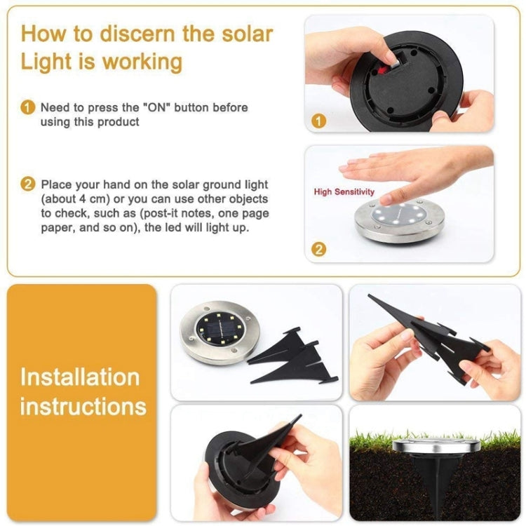 2 PCS 12 LEDs Solar Powered Buried Light Under Ground Lamp IP65 Waterproof Outdoor Garden Street Light, 12 LEDs