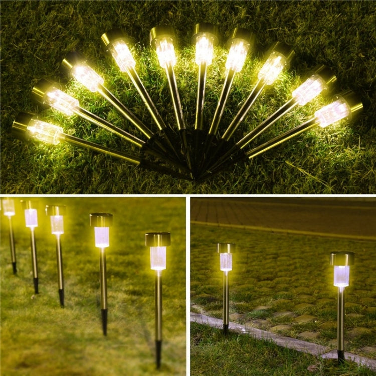 10 PCS Solar Energy Outdoor Lawn Lamp Stainless Steel IP65 Waterproof LED Decorative Garden Light