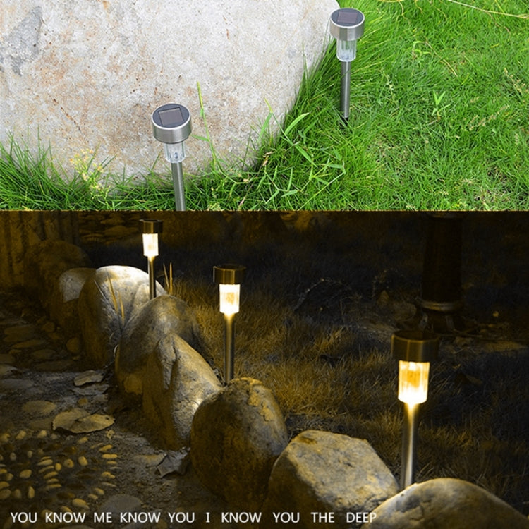 10 PCS Solar Energy Outdoor Lawn Lamp Stainless Steel IP65 Waterproof LED Decorative Garden Light