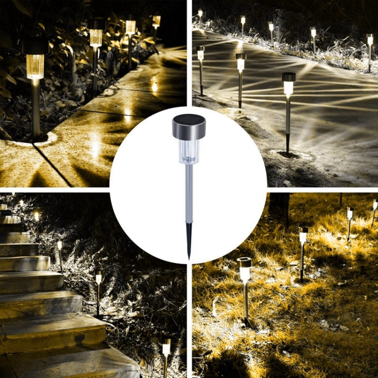 10 PCS Solar Energy Outdoor Lawn Lamp Stainless Steel IP65 Waterproof LED Decorative Garden Light