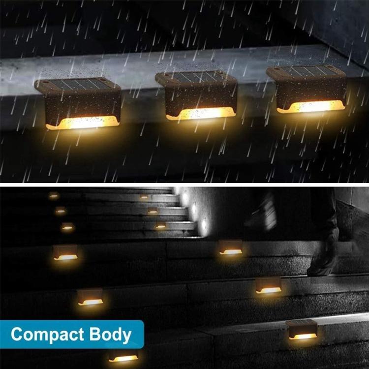 12 PCS Solar Powered LED Outdoor Stairway Light IP65 Waterproof Garden Lamp, Warm White Light, 12 PCS Black, 12 PCS Brown