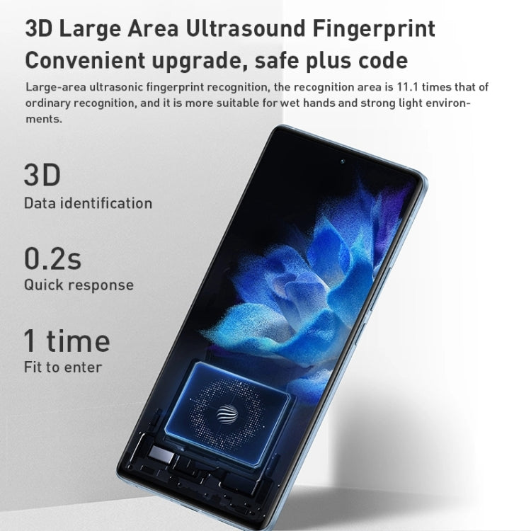 Quad Back Cameras, Screen Ultrasound Fingerprint Identification, 5000mAh Battery, 7.0 inch Android 12.0 OriginOS Ocean Qualcomm Snapdragon 8 Gen1 Octa Core up to 3.0GHz, NFC, OTG, Network: 5G, 12GB+256GB