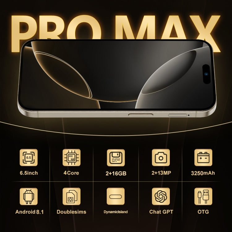 i16 Pro Max / Q5, 2GB+16GB, 6.5 inch Screen, Face Identification, Android 8.1 MTK6580P Quad Core, Network: 3G, Dual SIM, US Plug, i16 Pro Max / Q5, US Plug