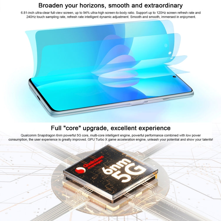Triple Back Cameras, Side Fingerprint Identification, 4800mAh Battery, 6.81 inch Magic UI 5.0 Qualcomm Snapdragon 695 Octa Core up to 2.2GHz, Network: 5G, OTG, Not Support Google Play, 8GB+128GB
