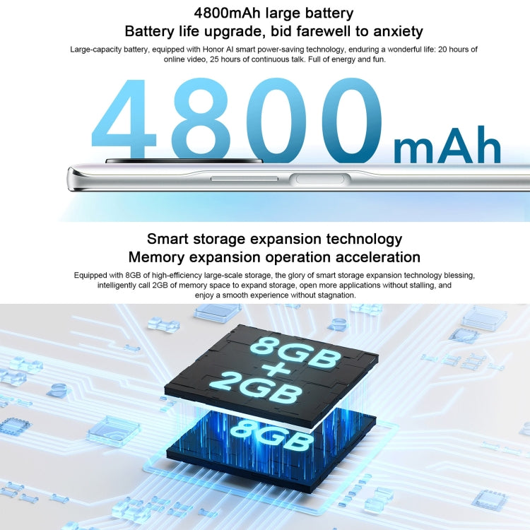Triple Back Cameras, Side Fingerprint Identification, 4800mAh Battery, 6.81 inch Magic UI 5.0 Qualcomm Snapdragon 695 Octa Core up to 2.2GHz, Network: 5G, OTG, Not Support Google Play, 8GB+128GB