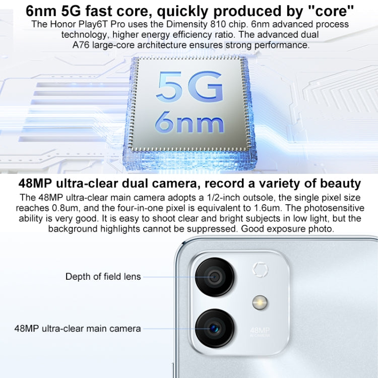 Dual Back Cameras, Side Fingerprint Identification, 4000mAh Battery, 6.7 inch Magic UI 5.0 (Android 11) MediaTek Dimensity 810 Octa Core up to 2.4GHz, Network: 5G, OTG, Not Support Google Play, 8GB+128GB