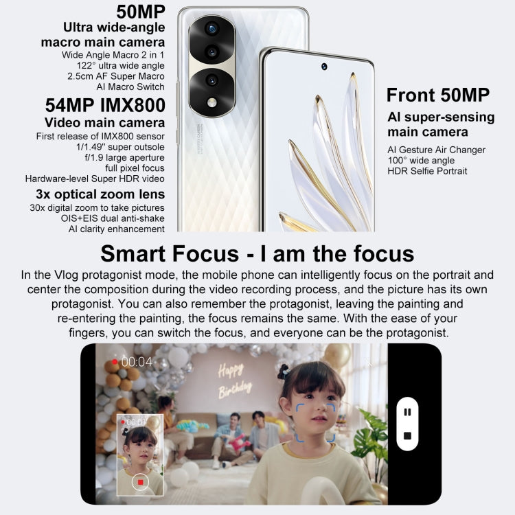 Triple Back Cameras, Screen Fingerprint Identification, 6.78 inch Magic UI 6.1 Dimensity 8000 Octa Core up to 2.75GHz, Network: 5G, OTG, NFC, Not Support Google Play, Honor 70 Pro 5G 8GB+256GB, Honor 70 Pro 8GB+256GB