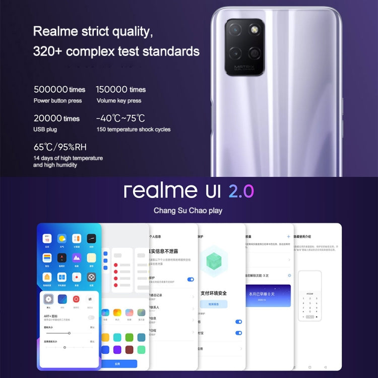 Dual Back Cameras, Side Fingerprint Identification, 5000mAh Battery, 6.5 inch Realme UI 2.0 / Android 11 MediaTek Dimensity 810 Octa Core up to 2.4GHz, Network: 5G, Support Google Play, 4GB+128GB