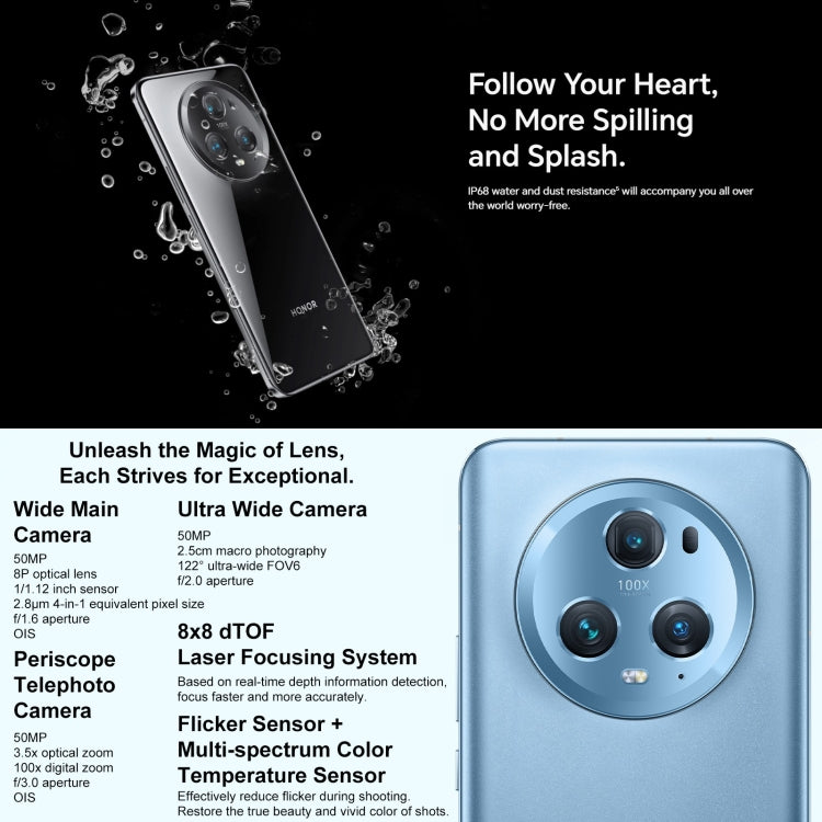 Triple Back Cameras, Screen Fingerprint Identification, 5450mAh Battery, 6.81inch Magic UI 7.1 / Android 13 Snapdragon 8 Gen2 Octa Core up to 3.19GHz, Network: 5G, OTG, NFC, Not Support Google Play, Magic5 Pro, 16GB+512GB