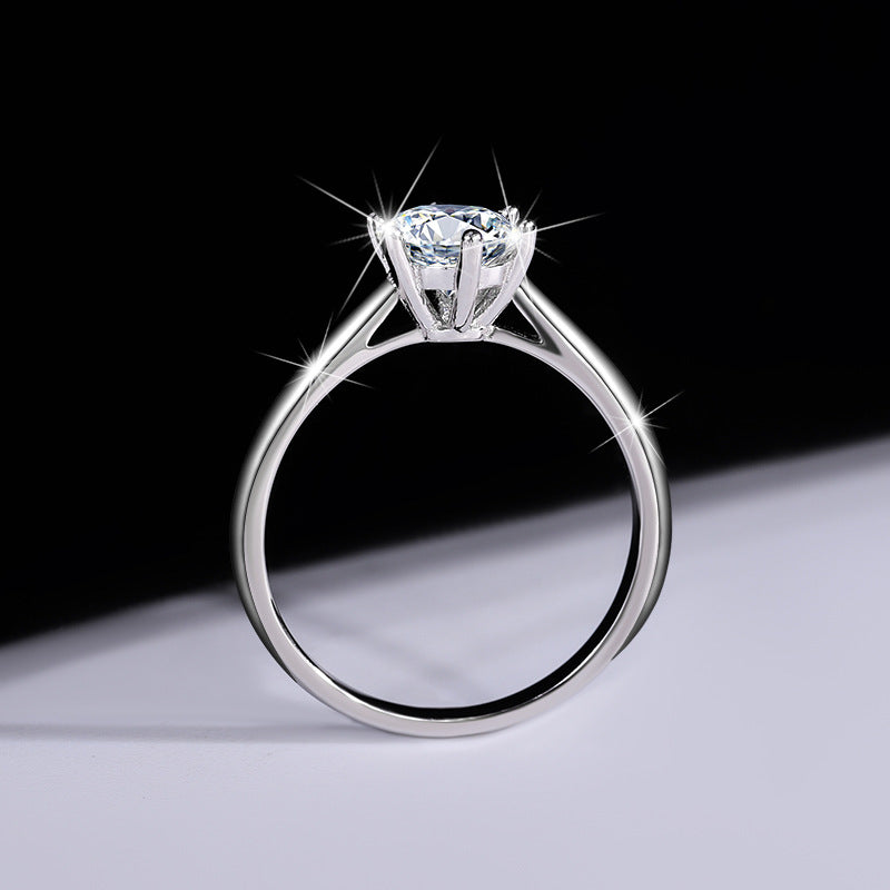 S925 Sterling Silver Moissanite Classic Six-claw Ring Necklace Female Stud Earrings