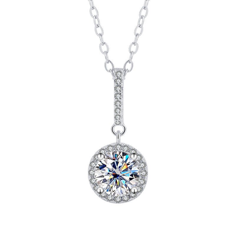 S925 Sterling Silver White Gold Plated Round Bag Snowflake Silver Pendant