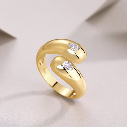 S925 Silver Gold-plated Ring New Moissanite