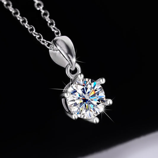 S925 Sterling Silver Moissanite Classic Six-claw Ring Necklace Female Stud Earrings