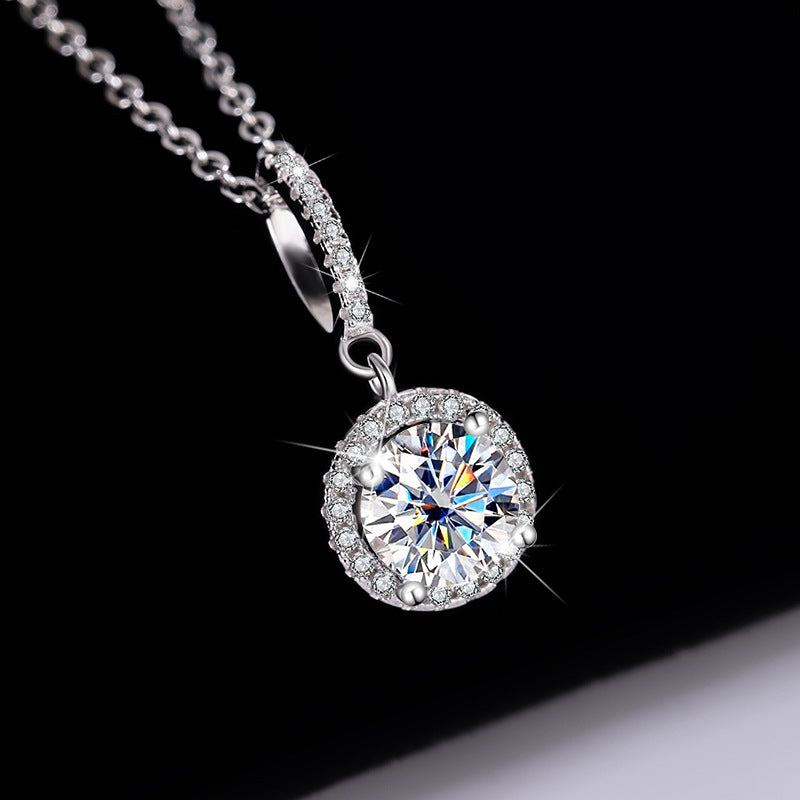 S925 Sterling Silver White Gold Plated Round Bag Snowflake Silver Pendant