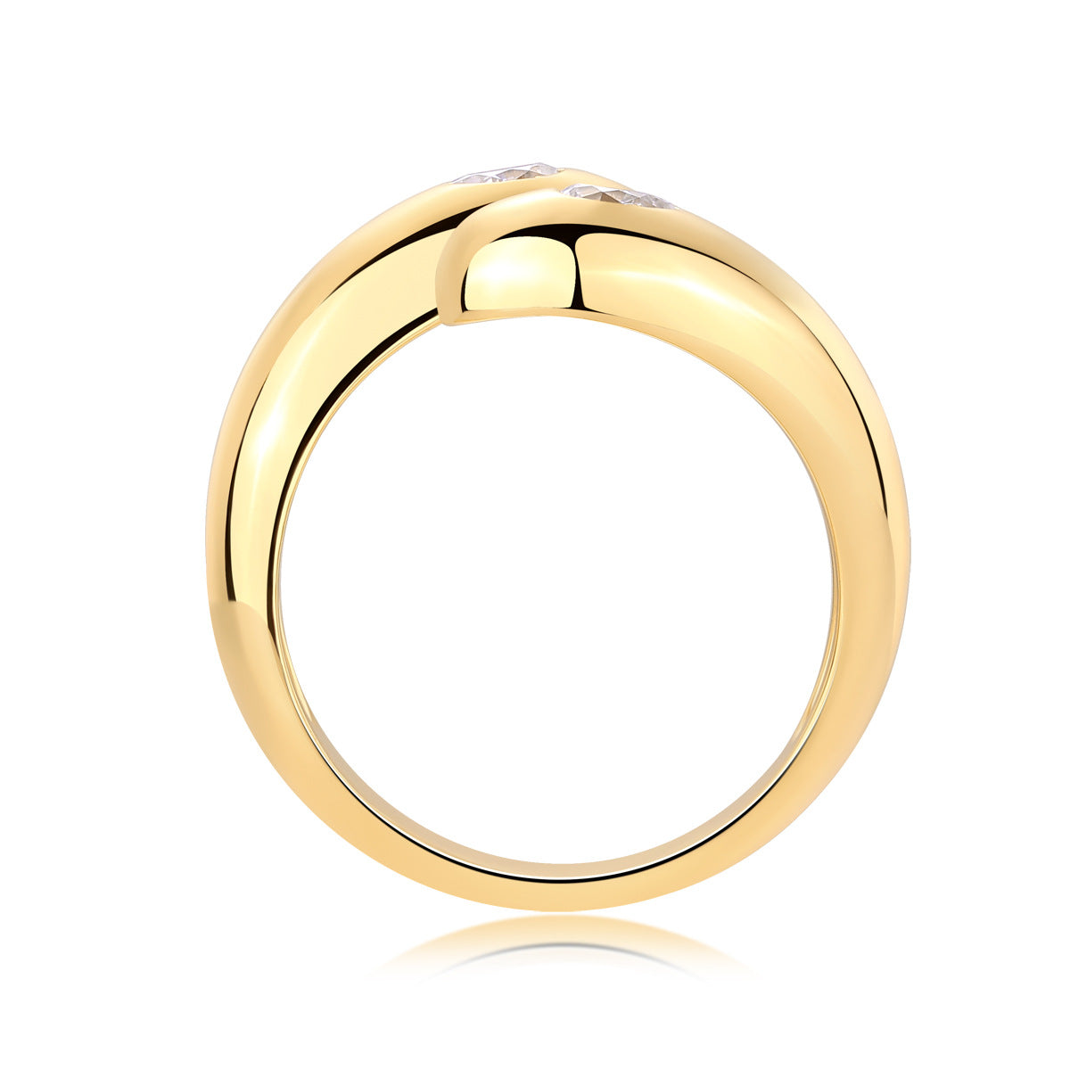 S925 Silver Gold-plated Ring New Moissanite