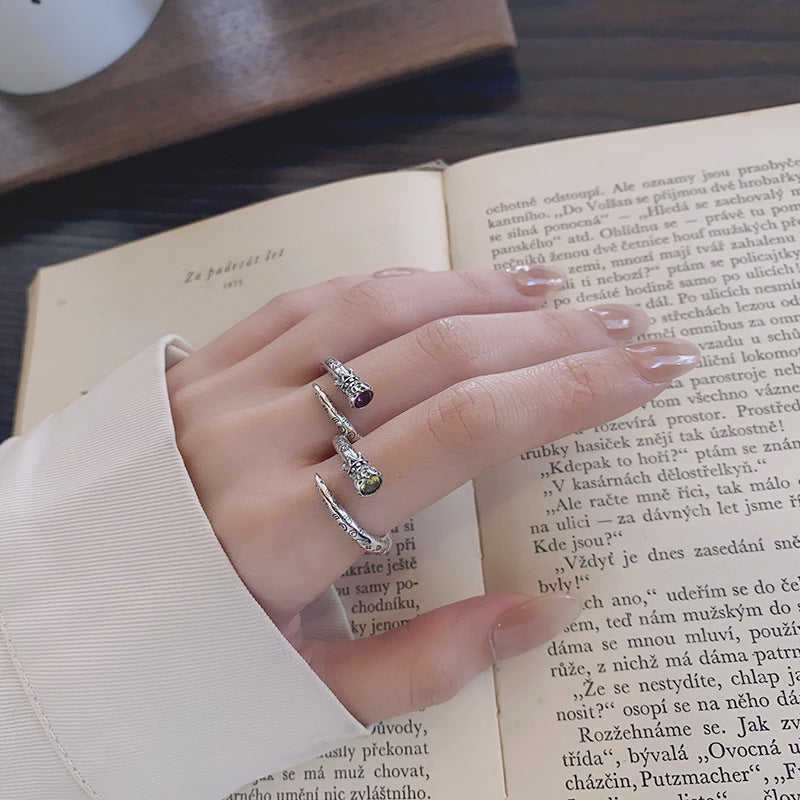 S925 Sterling Silver Ruby Crown Magic Wand Ring