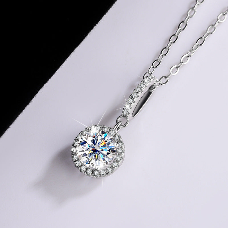 S925 Sterling Silver White Gold Plated Round Bag Snowflake Silver Pendant