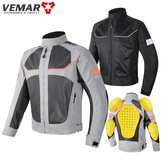 Vemar Summer Men Motorcycle Jacket Motocross Protective Gear Jacket Coat Male Racing Reflective Oxford Clothing Motorbike Jacket