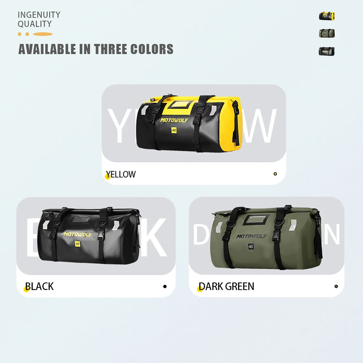 Motorcycle Dry Bag Waterproof Reflective Tail Duffle Bag Skiing Travel Hiking Camping Boating Riding Fishing Outdoor Luggage