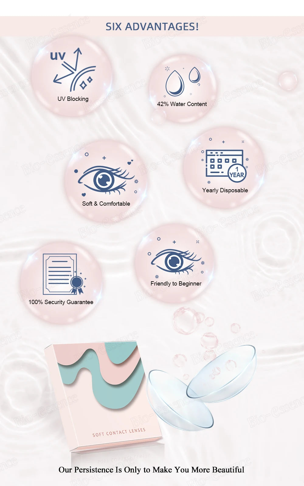 Bio-essence 2Pcs Cosplay Colored Contact Lenses Crazy White Contact Lenses Anime Black Eye Lenses Halloween Beauty Makeup Lens
