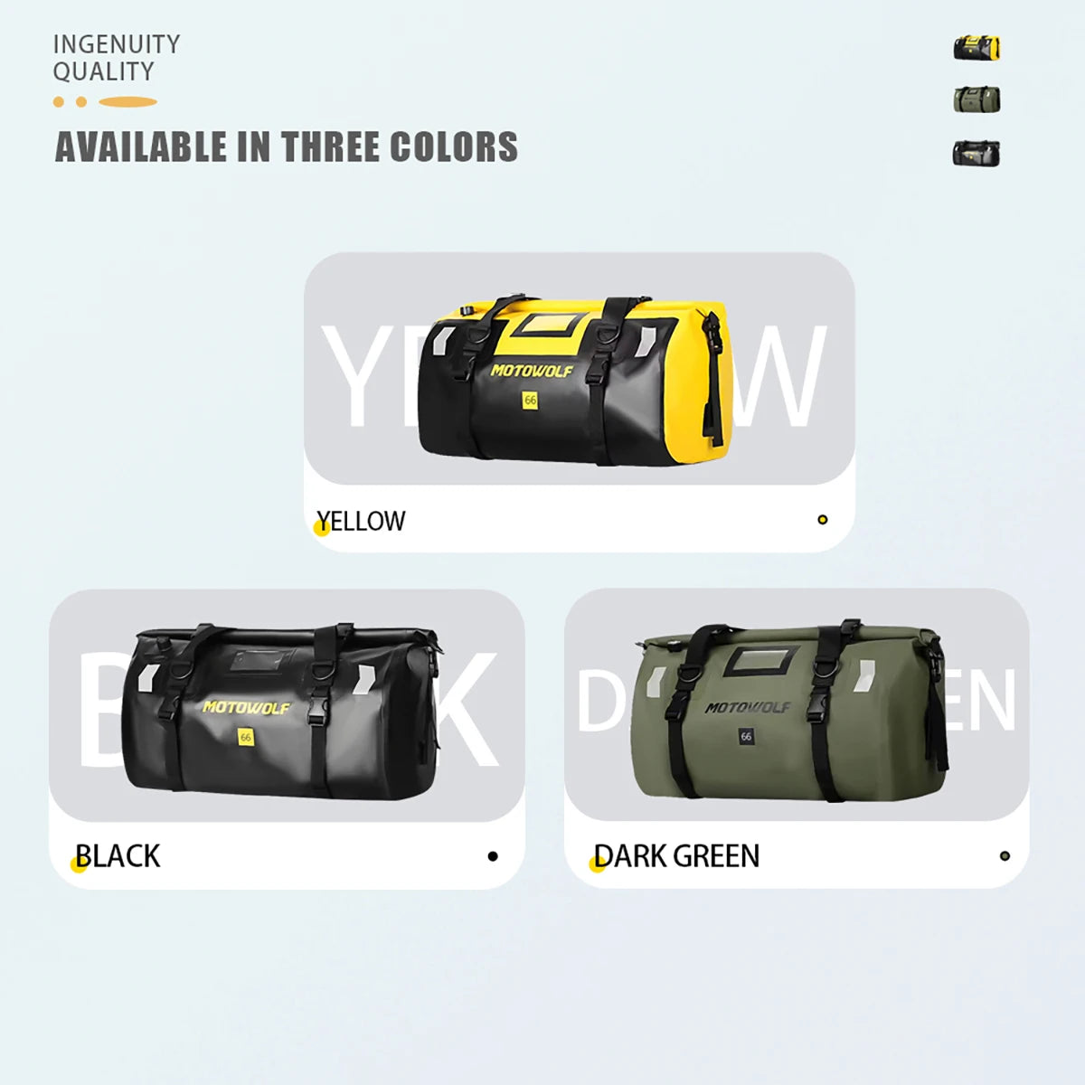 Motorcycle Dry Bag Waterproof Reflective Tail Duffle Bag Skiing Travel Hiking Camping Boating Riding Fishing Outdoor Luggage
