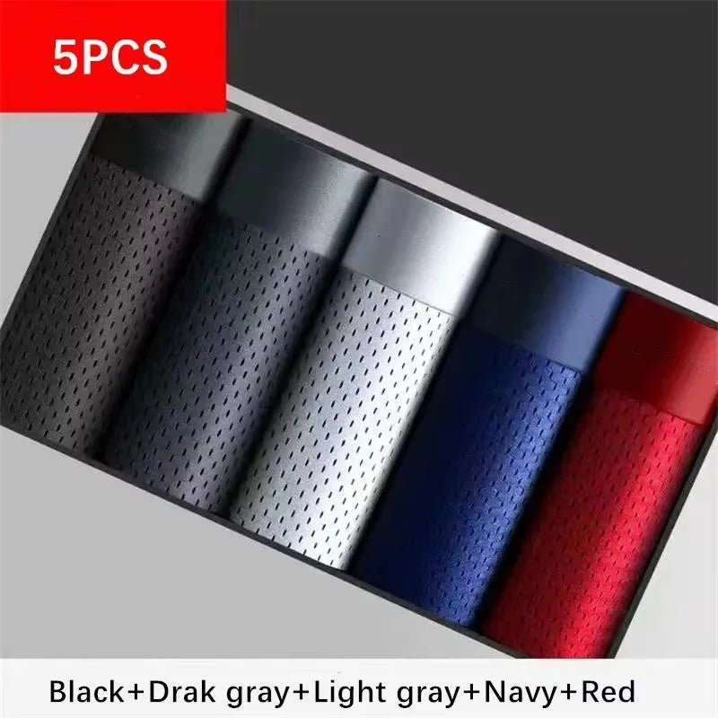 5Pcs/Men's Underwear Men's Panties Sexy Boxer Mesh Breathable Solid Color Briefs Thin Boxer Comfort Boxer Bamboo Hole Large Size