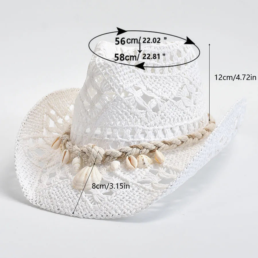 Summer Hand Woven Straw Hat for Women Shell Decoration Holiday Beach Sun Hat Chapeu Panama Feminino