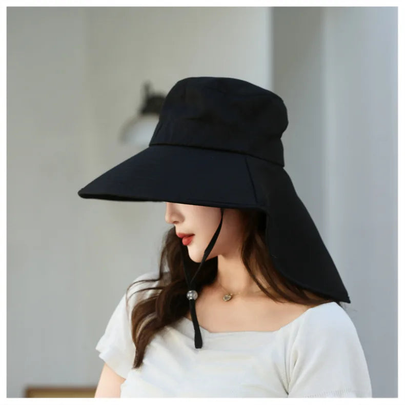 Outdoor Sun Bucket Hat for Women Girls Fishing Hat Wide Brim Bucket Hat with Neck Cover 50+ UPF Protection Safari Cap