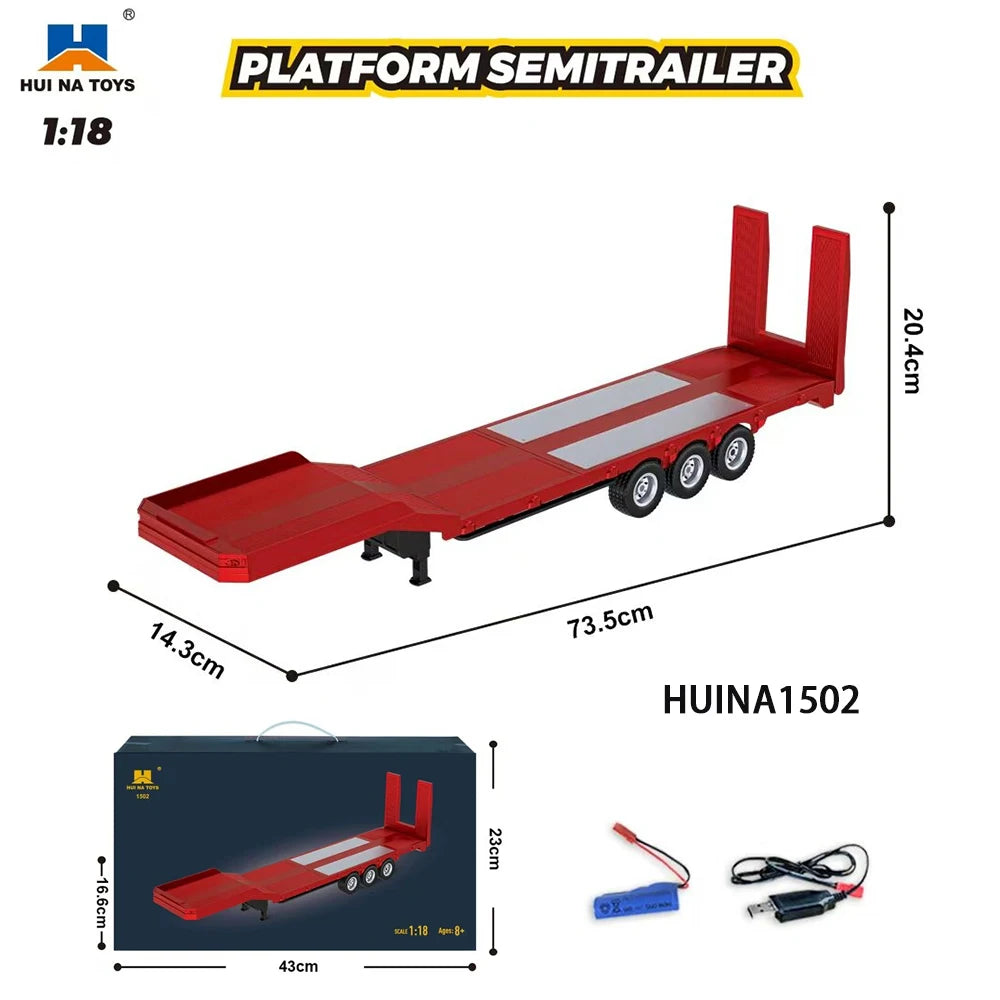 HUINA 1501 770S Alloy Tractor 19CH RC Truck 1/18 2.4G remote control Engineering Trailer Truck with Light and Sound Toys
