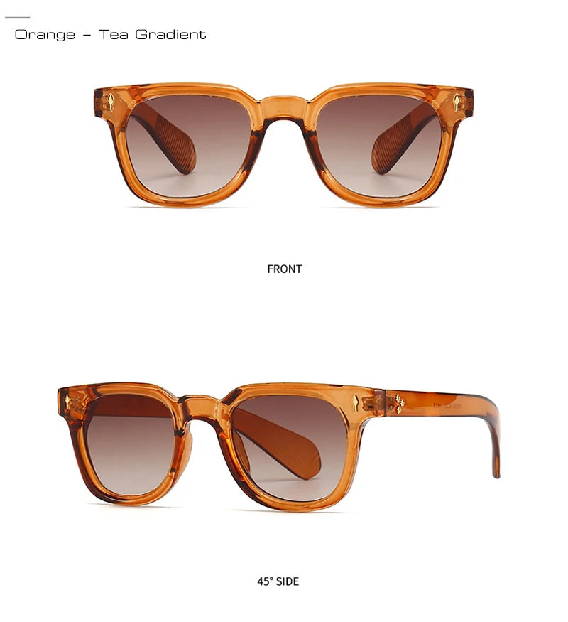 SHAUNA Retro Square Men Rivets Sunglasses Shades UV400 Fashion Women Green Sun Glasses