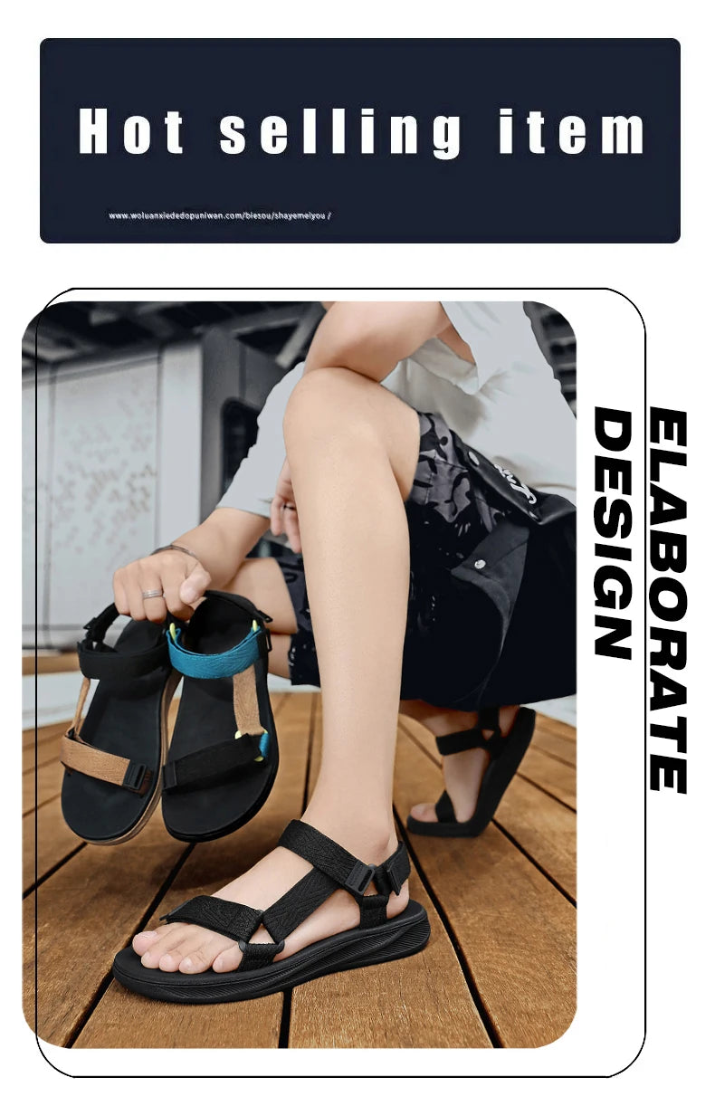 New Outdoor Wadable Sandals Man Arch Support Yoga Mat Insole Gladiator Open Toe Outdoor Beach Slippers Antiskid Durable Flat Men