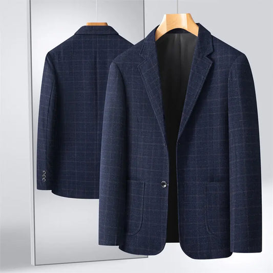 Men's Business Suit 2025 Fashionable Handsome Loose Fit Middle-Aged Father's Coat Casual Elegant Style for Mature Gentlemen