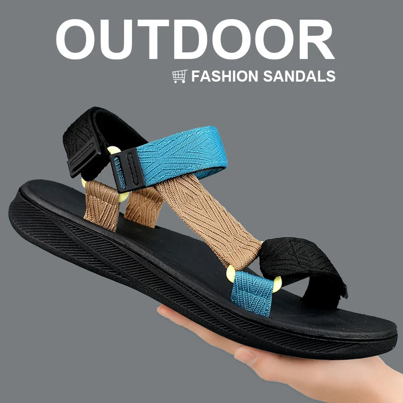 New Outdoor Wadable Sandals Man Arch Support Yoga Mat Insole Gladiator Open Toe Outdoor Beach Slippers Antiskid Durable Flat Men