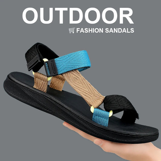 New Outdoor Wadable Sandals Man Arch Support Yoga Mat Insole Gladiator Open Toe Outdoor Beach Slippers Antiskid Durable Flat Men