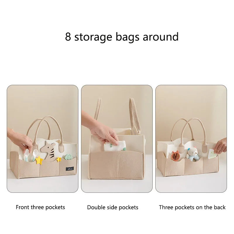 Felt Diaper Bag Baby Organizer Pockets handheld mummy bag mother and baby storage bag Nappies Organizer Portable Mom Tote Basket