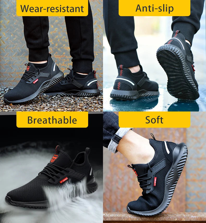 Safety Shoes Men With Steel Toe Cap Anti-smash Men Work Shoes Sneakers Light Puncture-Proof Indestructible Shoes Tactical Boots