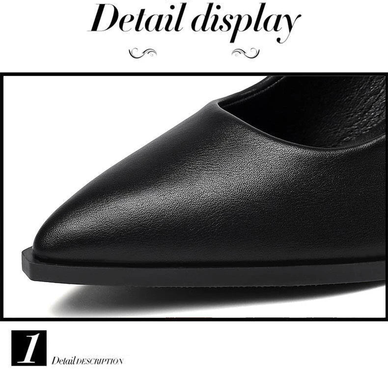 Soft PU Non-slip Single Shoe Work Shoes Women's Pumps Black Professional Interview High Heels Mid Heeled Work Leather Shoes
