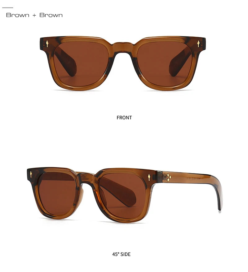 SHAUNA Retro Square Men Rivets Sunglasses Shades UV400 Fashion Women Green Sun Glasses