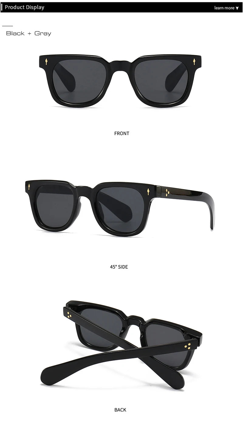 SHAUNA Retro Square Men Rivets Sunglasses Shades UV400 Fashion Women Green Sun Glasses