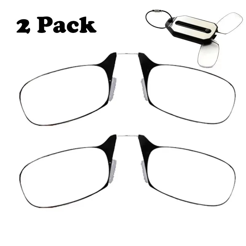 2PCS Mini Nose Clip on Reading Glass Men for Women Rimless Portable Magnifying Presbyopic Glasses Eyewear Ladies