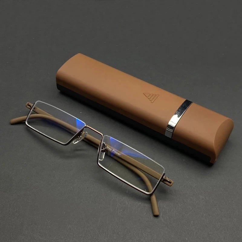 May Flower TR90 Presbyopic Glasses Man Blue Light Reading Glasses Men Metal Square Glasses For Sight Plus Lenses +1.75+2.25+2.75