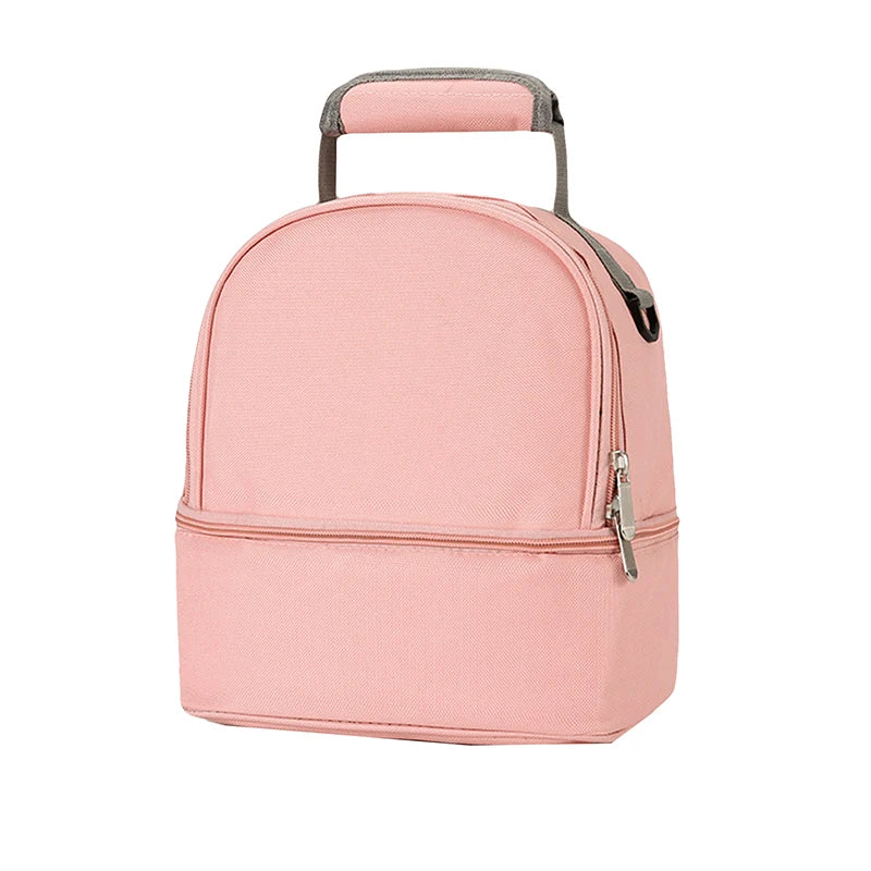 Fashion Insulation Double Layer Pack Solid Color Large Capacity Mommy Bag Cool Travel Picnic Portable Food Handbag Baby Bags