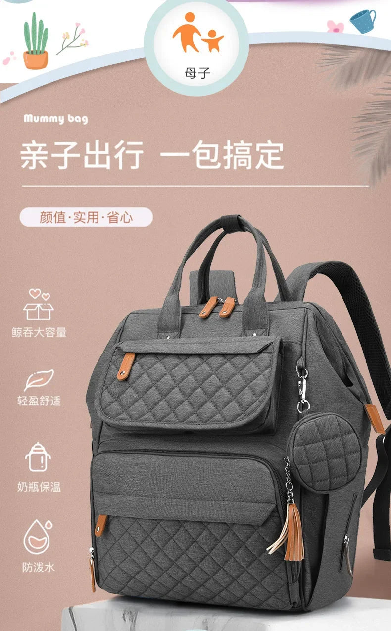 Milk Bottle Diaper Multi Compartment Maternal Christmas Large Capacity Mommy Bag Multi Functional Portable Mom Storage Backpack