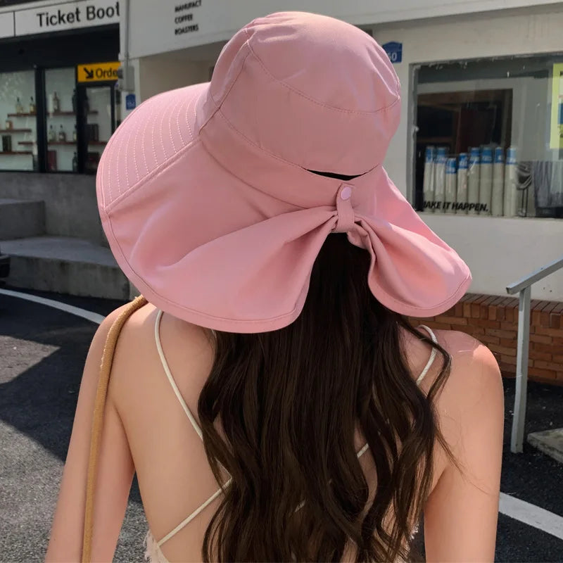 Outdoor Sun Bucket Hat for Women Girls Fishing Hat Wide Brim Bucket Hat with Neck Cover 50+ UPF Protection Safari Cap