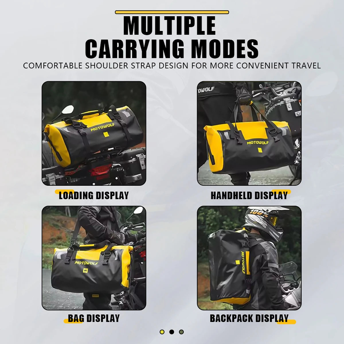 Motorcycle Dry Bag Waterproof Reflective Tail Duffle Bag Skiing Travel Hiking Camping Boating Riding Fishing Outdoor Luggage