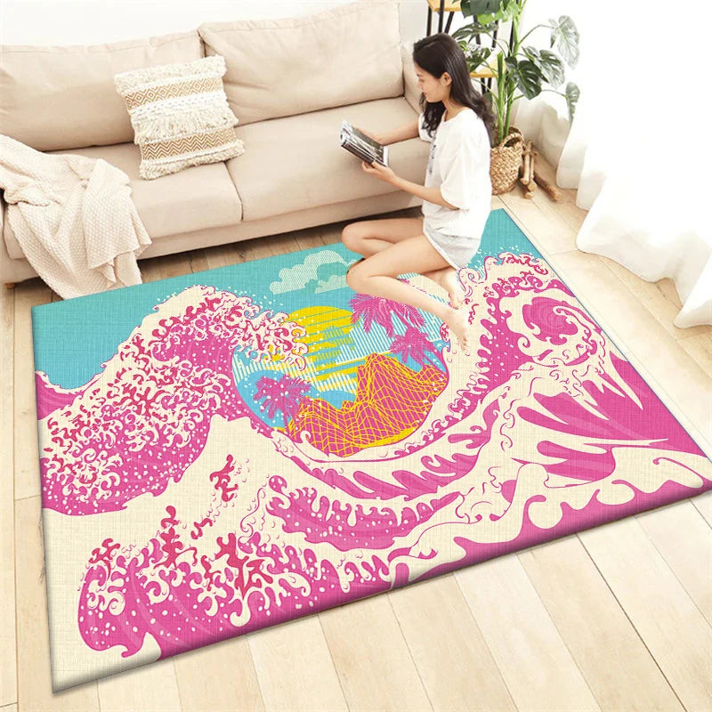 Japanese Style Printed Carpet Living Room Home Decor Sofa Table Rug Anti Slip Chair Cushion Lounge Mat Picnic Camping  Ar