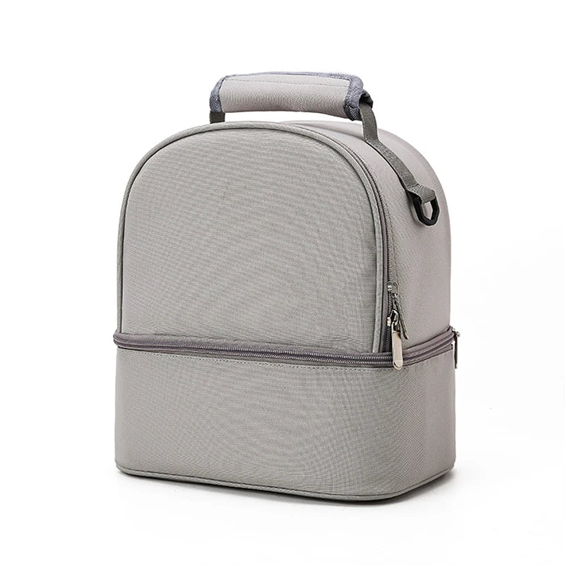 Fashion Insulation Double Layer Pack Solid Color Large Capacity Mommy Bag Cool Travel Picnic Portable Food Handbag Baby Bags