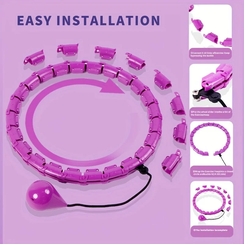 Weighted Exercise Hoop for Adults Weight Loss Knots Infinity Fitness Hoop With Extra Links 2 in 1 Adjustable and Detachable
